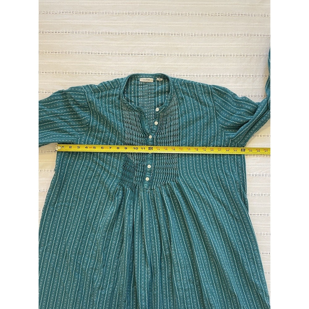 L.L. Bean Dobby Pintuck‎ Nightgown. Size XL Petite Teal/White 100%Cotton Granny - Picture 9 of 10